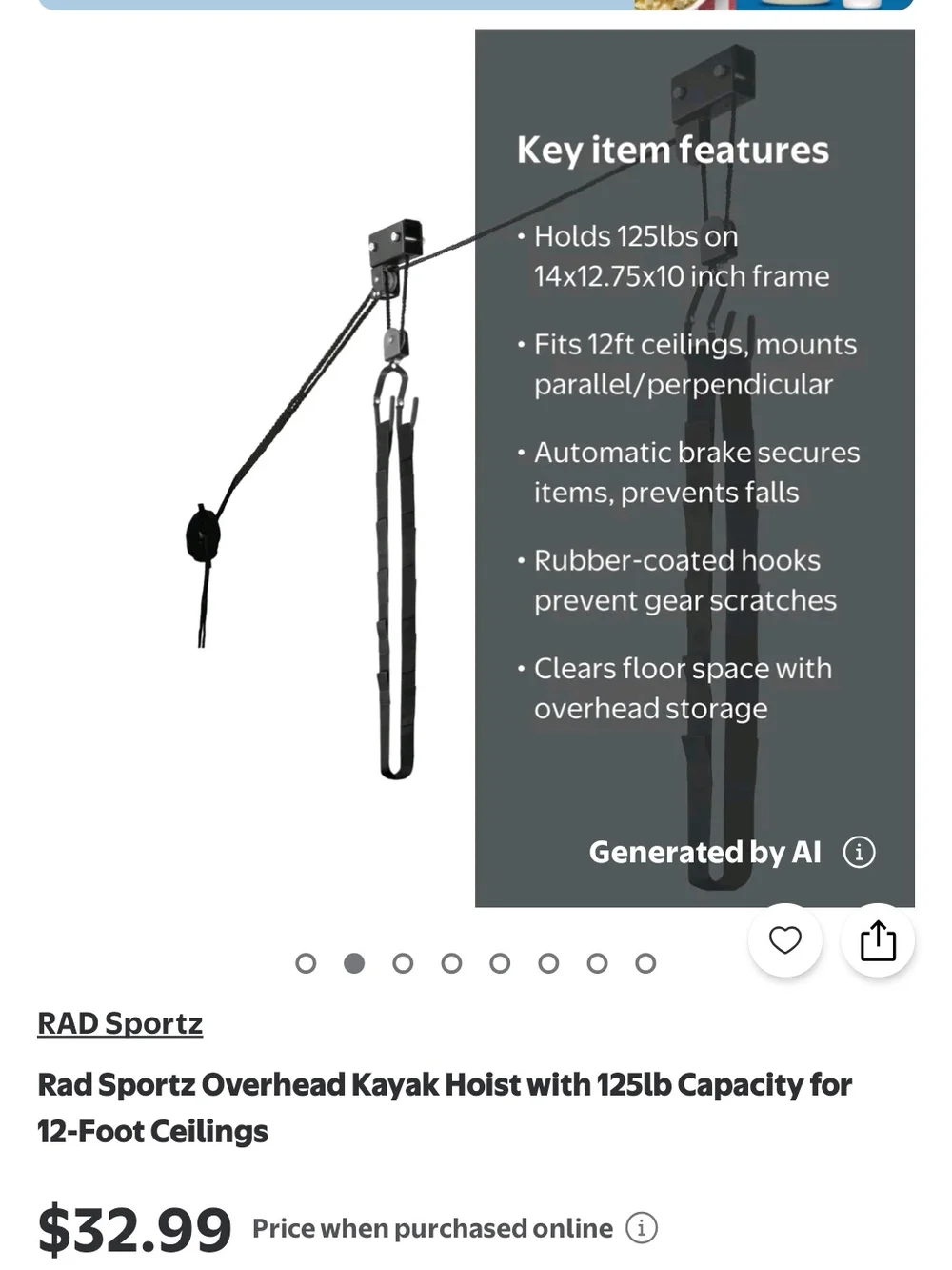 RAD sportz - Overhead Kayak Hoist